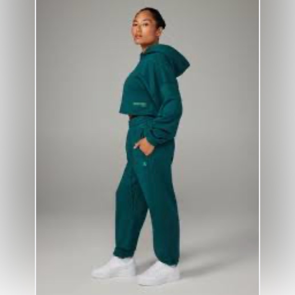 Savage X Fenty Women's Fleece Cropped Hoodie Matching Joggers Tracksuit Set Sz S